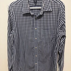 GAP Navy and White Gingham Long-Sleeve Button-Down Shirt